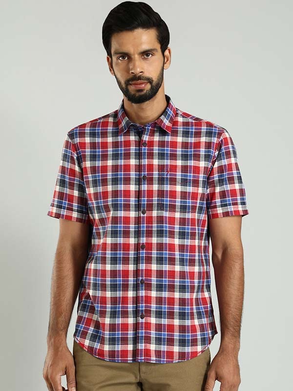 Indian Terrain Men's Regular Fit Half Sleeve Checkered Multicolor Shirt